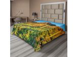 Abakuhaus Lenzuolo Saguaro, Picacho Peak All'alba Circondato Dalla Zona Ostile Di Barren Area, Morbido E Confortevole Lenzuolo Superiore Per Un Letto Decorativo 1 Pezzo 266 Cm X 260 Cm, Verde Blu