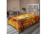 Abakuhaus Lenzuolo, Pale Shaded Autunno Nel Bosco Pastorale Tranquillità Vita Semplice Natura Pittura Arte, Lenzuolo Morbido E Confortevole Per Un Letto Decorativo 1 Pezzo 260 Cm X 168 Cm, Arancione Marrone