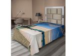 Abakuhaus Lenzuolo Paesaggistico, Spiaggia Con Alberi Sul Fiume Dopo L'alba, Foto Romantica E Tranquilla, Lenzuolo Morbido E Confortevole Per Un Letto Decorativo, 1 Pezzo, 190 Cm X 100 Cm, Blu Crema