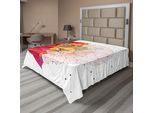 Abakuhaus Lenzuolo Geometrico, Testa Di Leone Arte Grafica Geometrica Digitale Triangolo Arcobaleno Retrò, Morbido E Confortevole Lenzuolo Superiore Per Un Letto Decorativo 1 Pezzo 275 Cm X 260 Cm, Bianco Rosa Arancione