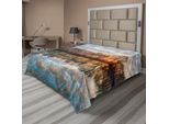 Abakuhaus Lenzuolo Paesaggio, Tramonto Magico Sul Lago Con Riflessi Sull'orizzonte Sopra La Foresta Boho, Lenzuolo Morbido E Confortevole Per Un Letto Decorativo 1 Pezzo 260 Cm X 228 Cm, Multicolore
