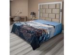 Abakuhaus Lenzuolo Da Letto, Cime Ghiacciate In Cima Alla Montagna Con Un'aquila In Volo Libera Nella Natura Foto, Morbido E Confortevole Lenzuolo Da Letto Per Un Letto Decorativo 1 Pezzo 275 Cm X 260 Cm, Marrone Bianco Blu