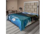Abakuhaus Lenzuolo Paesaggio, Lago Nel Canada Settentrionale Con Alberi Sottili E Montagne Innevate E Rocce Ghiacciate, Lenzuolo Morbido E Confortevole Per Un Letto Decorativo 1 Pezzo 244 Cm X 205 Cm, Verde Bianco Blu