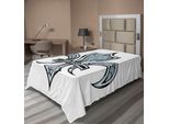 Abakuhaus Fleur De Lis Lenzuolo, Grungy Lily Retro Rinascimento Spirito Elemento Vittoria Stampa Artistica Vintage, Morbido E Confortevole Lenzuolo Superiore Per Un Letto Decorativo 1 Pezzo 260 Cm X 168 Cm, Nero Bianco Blu