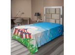 Abakuhaus Lenzuolo Da Letto Circus, Tenda Da Circo Itinerante Con Nuvole, Farfalle E Cielo Sereno Festival Happiness, Morbido E Confortevole Lenzuolo Superiore Per Un Letto Decorativo 1 Pezzo 260 Cm X 168 Cm, Verde Blu Rosso