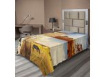 Abakuhaus Lenzuolo Safari, Collage African Safari Con Animali Selvatici Della Savana Nativa Paesi Esotici Lonely Planet, Lenzuolo Morbido E Confortevole Per Un Letto Decorativo 1 Pezzo 260 Cm X 168 Cm, Multicolore