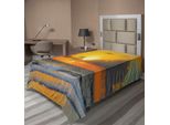 Abakuhaus Lenzuolo Ocean, Mattina Sulla Spiaggia In Brasile Il Sole Splende Nuvole Sul Mare Tramonto Immagine, Morbido E Confortevole Lenzuolo Superiore Per Un Letto Decorativo 1 Pezzo 260 Cm X 168 Cm, Arancione Grigio