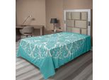 Abakuhaus Lenzuolo Turchese, Motivo A Rami Di Alberi Sinuosi E Cerchi Infiniti, Disegno Floreale Simmetrico, Lenzuolo Morbido E Confortevole Per Un Letto Decorativo, 1 Pezzo, 260 Cm X 168 Cm, Bianco