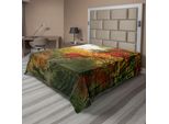 Abakuhaus Lenzuolo Da Letto, Aceri In Autunno A Portland Giardino Giapponese Paesaggio Mattutino Nebbioso, Morbido E Confortevole Lenzuolo Superiore Per Un Letto Decorativo 1 Pezzo 244 Cm X 205 Cm, Giallo Verde Rosso