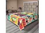 Abakuhaus Lenzuolo Da Letto Circus, Collezione Di Vecchie Icone Circensi, Maghi Di Carnevale, Nostalgico, Festoso, Morbido E Confortevole Lenzuolo Superiore Per Un Letto Decorativo, 1 Pezzo, 266 Cm X 260 Cm, Multicolore