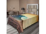 Abakuhaus Lenzuolo Ocean, Ocean Breaking Wave Al Tramonto In Colori Caldi Sea Seasonal Immagine Art, Morbido E Confortevole Lenzuolo Superiore Per Un Letto Decorativo 1 Pezzo 260 Cm X 168 Cm, Turchese Giallo Marrone