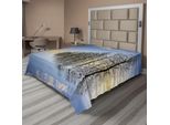 Abakuhaus Lenzuolo Paesaggistico, Alberi Sul Lago Ghiacciato In Inverno Forze Sceniche Dell'arte Stampa, Lenzuolo Superiore Morbido E Confortevole Per Un Letto Decorativo 1 Pezzo 244 Cm X 205 Cm, Marrone Blu