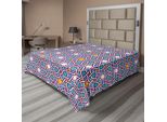 Abakuhaus Lenzuolo Orientale, Linee Geometriche Stelle Ispirato Al Tradizionale Mondo Artistico Orientale, Morbido E Confortevole Lenzuolo Superiore Per Un Letto Decorativo 1 Pezzo 266 Cm X 260 Cm, Multicolore