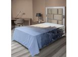 Abakuhaus Lenzuolo Paesaggistico, Lago Ghiacciato In Inverno, Fiume Tra Gli Alberi Sotto La Neve, Natura, Foresta Lenzuolo Morbido E Confortevole Per Un Letto Decorativo 1 Pezzo 190 Cm X 100 Cm, Bianco Verde