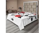 Abakuhaus Lenzuolo Gotico, Decorato Con Motivi Floreali Variabili Con Rose E Fiori Di Giardino, Stampa Grafica Sporca, Lenzuolo Morbido E Confortevole Per Un Letto Decorativo, 1 Pezzo, 244 Cm X 205 Cm, Vermiglio, Nero E Bianco.