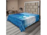 Abakuhaus Lenzuolo Oceano, Nuvole Cielo Estivo Oceano Increspato Avventura Turistica Stampa Turistica, Lenzuolo Morbido E Confortevole Per Un Letto Decorativo 1 Pezzo 260 Cm X 228 Cm, Bianco