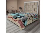 Abakuhaus Lenzuolo Retrò, Stampa Pubblicitaria Nostalgica Auto Sportiva D'epoca In Stile Retrò Design Artistico Color Ruggine, Lenzuolo Morbido E Confortevole Per Un Letto Decorativo 1 Pezzo 244 Cm X 205 Cm, Verde Acqua Rosso-Marrone