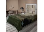 Abakuhaus Lenzuolo Gotico, Antico Villaggio E Tombe Con Castello Medievale E Luna Piena, Uccello, Nebbia, Arte Horror, Lenzuolo Morbido E Confortevole Per Un Letto Decorativo, 1 Pezzo, 190 Cm X 100 Cm, Beige Verde