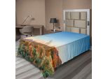 Abakuhaus Lenzuolo Saguaro, Sun Goes Down Desert Cactus Cactus Southwest Texas National Park, Morbido E Confortevole Lenzuolo Superiore Per Un Letto Decorativo 1 Pezzo 190 Cm X 100 Cm, Arancione Verde Blu