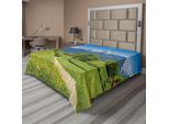 Abakuhaus Lenzuolo Da Letto, Paesaggio Primaverile Nelle Alpi Con Fiori, Erba, Neve, Cime Montuose, Villaggio Rurale, Lenzuolo Morbido E Confortevole Per Un Letto Decorativo, 1 Pezzo, 275 Cm X 260 Cm, Multicolore