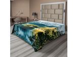 Abakuhaus Lenzuolo Paesaggistico, Lago Di Montagna Nel Nord Della Germania Con Acqua Ghiacciata Nella Stagione Invernale, Morbido E Confortevole Lenzuolo Superiore Per Un Letto Decorativo 1 Pezzo 266 Cm X 260 Cm, Verde Bianco