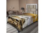 Abakuhaus Lenzuolo Egiziano, Nuvole Temporalesche Sopra Le Piramidi Foto Magica Dell'antica Cultura Icone Arte Orientale, Lenzuolo Morbido E Confortevole Per Un Letto Decorativo 1 Pezzo 190 Cm X 100 Cm, Crema Arancione