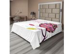 Abakuhaus Lenzuolo Con Gufo, Elaborato Gufo Colorato Su Un Ramo, Immagine Artistica Myst Animal Con Volto Piatto, Lenzuolo Morbido E Confortevole Per Un Letto Decorativo 1 Pezzo 244 Cm X 205 Cm, Bianco Viola Rosa