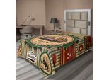 Abakuhaus Lenzuolo Retrò, Collezione Di Adesivi Retrò Vintage Con Auto Dai Colori Tenui Anni '60 Ironia Pop Art, Lenzuolo Morbido E Confortevole Per Un Letto Decorativo 1 Pezzo 260 Cm X 168 Cm, Crema Verde Rosso