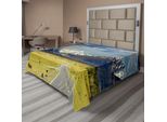Abakuhaus Lenzuolo Da Letto, Paesaggio Con Strada E Neve Con Montagne Coperte Da Un Cappello Nuova Zelanda, Lenzuolo Morbido E Confortevole Per Un Letto Decorativo 1 Pezzo 266 Cm X 260 Cm, Blu Navy Bianco