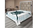 Abakuhaus Lenzuolo Da Letto Surf, Surf Shield Muta Da Sub E Elementi Myst Underwater Recreational Design, Morbido E Confortevole Lenzuolo Superiore Per Un Letto Decorativo 1 Pezzo 244 Cm X 205 Cm, Blu Petrolio Scuro Blu