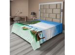 Abakuhaus Lenzuolo, Roccia Calcarea Nel Mare Con Barche, Cielo Sereno, Costa Con Orizzonte Lontano, Foto Naturalistica, Lenzuolo Morbido E Confortevole Per Un Letto Decorativo, 1 Pezzo, 244 Cm X 205 Cm, Multicolore