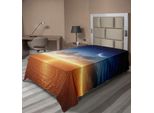 Abakuhaus Lenzuolo Ocean, Tramonto Cielo Luna Stelle Orizzonte Paesaggio Fantasia Stampa, Morbido E Confortevole Lenzuolo Superiore Per Un Letto Decorativo 1 Pezzo 260 Cm X 168 Cm, Blu Navy Giallo Arancione