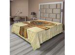 Abakuhaus Lenzuolo Egiziano, Papiro Antico, Chiave Egiziana Stampa Impero Tradizionale Stampa, Morbido E Confortevole Lenzuolo Superiore Per Un Letto Decorativo 1 Pezzo 266 Cm X 260 Cm, Crema Arancione