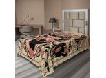 Abakuhaus Lenzuolo Hirsch, Illustrazione Artistica Moderna Con Teschi Di Lupi E Motivi Floreali Maestosi, Morbido E Confortevole Lenzuolo Superiore Per Un Letto Decorativo 1 Pezzo 190 Cm X 100 Cm, Nero Beige Rosa
