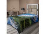 Abakuhaus Lenzuolo Paesaggistico, Pure Mountain Lake Scenery Con Alberi E Cielo Nuvoloso, Stampa Naturale, Lenzuolo Morbido E Confortevole Per Un Letto Decorativo, 1 Pezzo, 190 Cm X 100 Cm, Blu, Bianco, Verde
