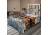 Abakuhaus Lenzuolo Paesaggio, Tramonto Magico Sul Lago Con Riflessi Sull'orizzonte Sopra La Foresta Boho, Lenzuolo Morbido E Confortevole Per Un Letto Decorativo 1 Pezzo 260 Cm X 168 Cm, Multicolore