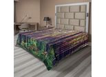 Abakuhaus Lenzuolo Da Letto Bosco, Bosco Al Mattino Alberi Alti Tronchi Vegetazione Ambiente Naturale Stampa, Lenzuolo Superiore Morbido E Confortevole Per Un Letto Decorativo 1 Pezzo 275 Cm X 260 Cm, Verde Marrone