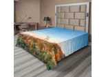 Abakuhaus Lenzuolo Saguaro, Sun Goes Down Desert Cactus Cactus Southwest Texas National Park, Morbido E Confortevole Lenzuolo Superiore Per Un Letto Decorativo 1 Pezzo 266 Cm X 260 Cm, Arancione Verde Blu