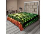 Abakuhaus Lenzuolo Da Letto Bosco, Alberi Bosco Immagine Di Raggi Di Sole Interni Come Sfondo Pavimento In Legno Stampa Artistica, Lenzuolo Superiore Morbido E Confortevole Per Un Letto Decorativo 1 Pezzo 244 Cm X 205 Cm, Verde Marrone