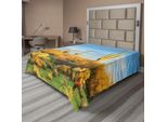 Abakuhaus Lenzuolo Saguaro, Sun Bath Nel Deserto Di Sonora Cactus In Fiore Primavera Paesaggio, Lenzuolo Morbido E Confortevole Per Un Letto Decorativo 1 Pezzo 260 Cm X 228 Cm, Blu Marigold Verde