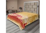 Abakuhaus Lenzuolo Asiatico, Tempio Con Altri Elementi Etnici Asiatici Religiosi Stampati, Lenzuolo Morbido E Confortevole Per Un Letto Decorativo 1 Pezzo 244 Cm X 205 Cm, Arancione Persiano E Rosa