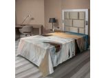 Abakuhaus Lenzuolo Da Spiaggia, Grand Sea Onde Sulla Spiaggia E Orizzonte Cielo Vacanza Tranquilla Sogno Stagione Foto, Lenzuolo Morbido E Confortevole Per Un Letto Decorativo 1 Pezzo 190 Cm X 100 Cm, Crema Blu Bianco
