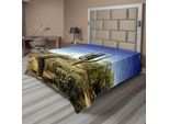 Abakuhaus Lenzuolo Saguaro, Cactus Saguaro Alto Con Spine Lascia Piante Del Deserto In Stampa Giorno Soleggiato, Lenzuolo Morbido E Confortevole Per Un Letto Decorativo 1 Pezzo 266 Cm X 260 Cm, Blu Verde