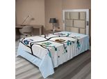 Abakuhaus Lenzuolo Con Gufi, Famiglia Di Gufi Appollaiati Su Un Albero Love Grace Animali Notturni Con Stampa Naturale, Lenzuolo Morbido E Confortevole Per Un Letto Decorativo 1 Pezzo 260 Cm X 168 Cm, Multicolore