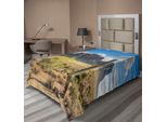 Abakuhaus Lenzuolo Saguaro, Scogliera Con Cielo Nuvoloso Drammatico, Terreno Sud-Occidentale, Natura, Lenzuolo Morbido E Confortevole Per Un Letto Decorativo, 1 Pezzo, 260 Cm X 168 Cm, Marrone, Verde, Blu