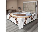Abakuhaus Lenzuolo Con Timone, Immagine Della Nave Nel Design Del Timone, Tema Marittimo, Grafica, Lenzuolo Morbido E Confortevole Per Un Letto Decorativo, 1 Pezzo, 266 Cm X 260 Cm, Marrone E Blu.