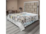 Abakuhaus Lenzuolo Medievale, Disegno Pallido In Stile Medievale, Paesaggio Urbano Europeo Antico, Lenzuolo Morbido E Confortevole Per Un Letto Decorativo 1 Pezzo 275 Cm X 260 Cm, Multicolore