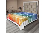 Abakuhaus Lenzuolo Da Letto Surf, Lettere Retrò Estive Sul Surf, La Costa Con Palme Che Riflettono L'arte Degli Sport Estremi, Lenzuolo Morbido E Confortevole Per Un Letto Decorativo 1 Pezzo 260 Cm X 228 Cm, Blu Navy Arancione
