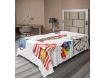 Abakuhaus Lenzuolo Da Letto Circus, Elementi Circensi Con Clown, Elefante, Palloncini, Furgoncino Dei Gelati, Illustrazione Ad Acquerello, Lenzuolo Morbido E Confortevole Per Un Letto Decorativo, 1 Pezzo, 260 Cm X 168 Cm, Multicolore