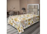 Abakuhaus Lenzuolo Con Motivo A Girasoli, Motivo Floreale Etnico Tribale Con Girasoli E Paisley Vintage Boho, Lenzuolo Morbido E Confortevole Per Un Letto Decorativo 1 Pezzo 260 Cm X 168 Cm, Arancione Giallo Bianco